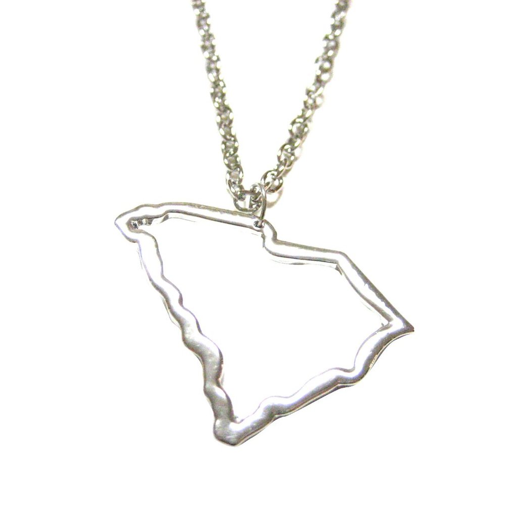 South Carolina State Map Pendant Necklace